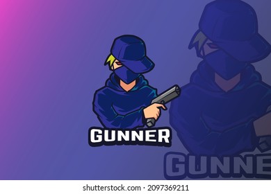 E sport logo design boy with handgun