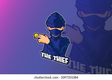 E sport logo design thief man