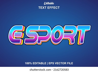 e sport text effect in blue and editable.