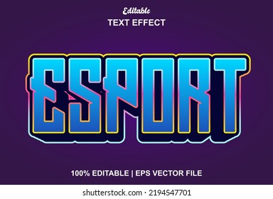 e sport text effect with blue color 3d style.