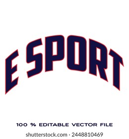 e sport text effect with blue color 3d style.