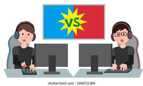 e sports confrontation male illustration