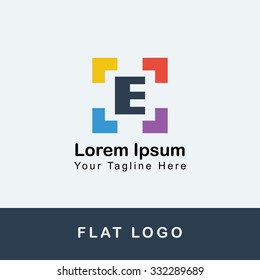 E Square Flat Logo Design, Colorful Logo, Corporate logo, Flat color, simple Logo, Alphabet Logo