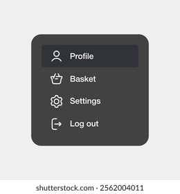 e store shopping website menu bar profile basket settings log out icon sign vector