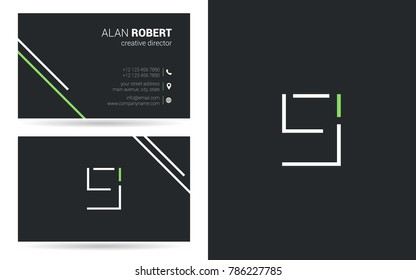 E & I stroke logo vector with Business card template