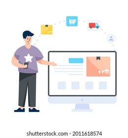E Supply chain flat illustration icon 