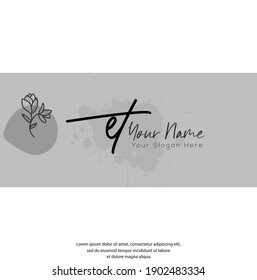 E T ET  Initial letter handwriting and signature logo. Beauty vector initial logo .Fashion, boutique, floral and botanical