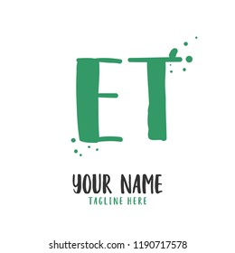 E T Handwritten logo template