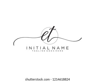 E T Initial handwriting logo vector
