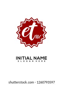 E T Initial Handwriting Logo Template Vector 