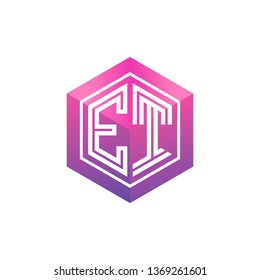 E T initial letter, modern logo design template vector 