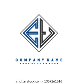 E T initial letter, modern logo design template vector 