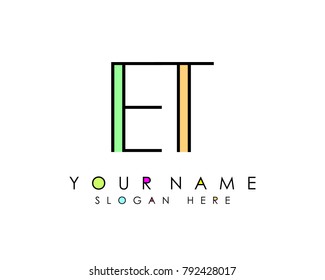 E & T initial minimalist logo template vector