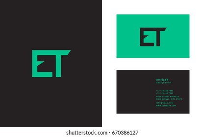 E T joint logo icon vector with business card template