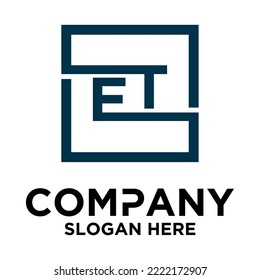E T lettering with square design vector template