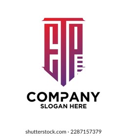 E T P  lettering with square design vector template