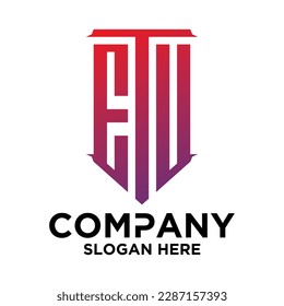 E T U  lettering with square design vector template