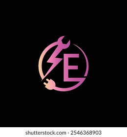 E tech logo design template, E tech logo, E technology vector