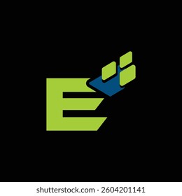 E tech logo design template, E tech logo, E technology vector	