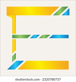 E text art design in three color