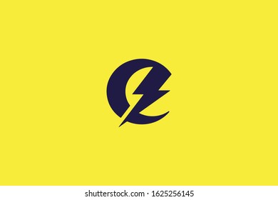 E Thunder Electric logo Concept Silhouette on Yellow background 