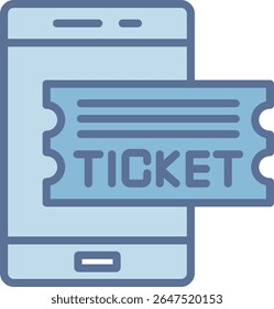 Icono de tono azul lleno de boleto electrónico