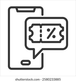 E Ticketing Outline Icon Vector Illustration