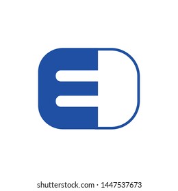 E typography flat logo emblem