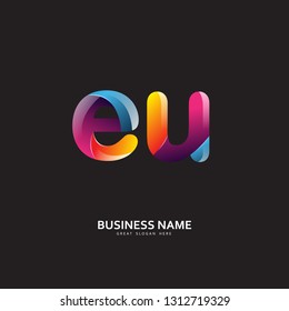 E U EU Logo Letter Design Vector colorful glossy color. Design Template