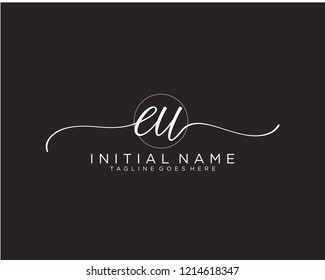 E U Initial handwriting logo vector