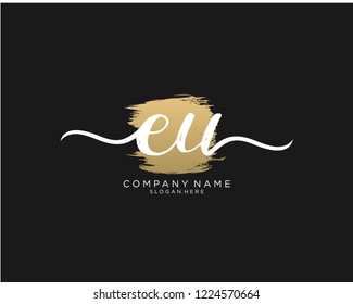 E U Initial handwriting logo vector