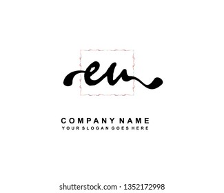 E U Initial Handwriting Logo Template