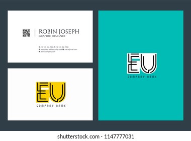 E & U Joint logo icon with business card vector template.