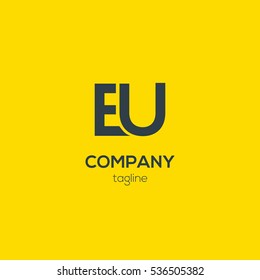E & U Letter logo design vector element