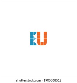 E U letter logo vector design on white color background. eu unique abstract icon design