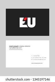 E U letters Joint logo icon with business card vector template.