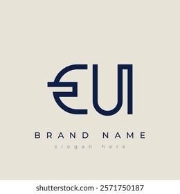 E and U logo design. EU abstract Letters Logo Monogram. This logo design is the process of creating a visual symbol that represents a brand, company, or individual.