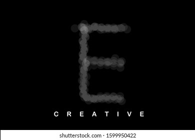 E uppercase letter with gray smoke and soft curved lines. Vector illustration letter for logo, label, monogram, cover, emblem, company name, font, business sign, template, icon or web page design.