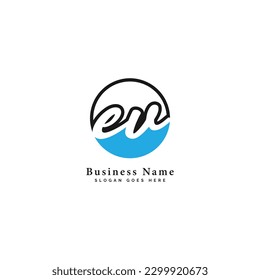 E, V, EV Initial letter handwritten and signature vector image template in round shape logo