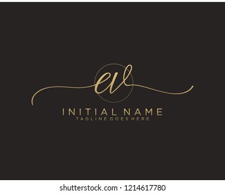 E V Initial handwriting logo vector