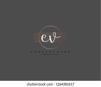 E V initial handwriting logo vector