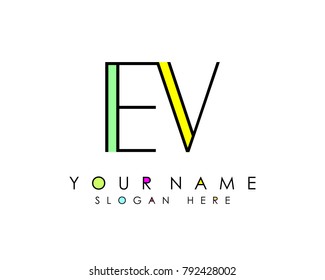 E & V initial minimalist logo template vector