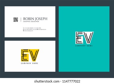 E & V Joint logo icon with business card vector template.