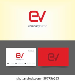 E & V Letter logo, with Business card Template