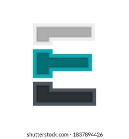  E vector font alphabet, modern dynamic design. Black, irish blue, white color. For; design elements; logo,  creative poster, corporate identity, application etc.