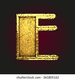 e vector golden letter