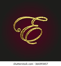 e vector golden letter