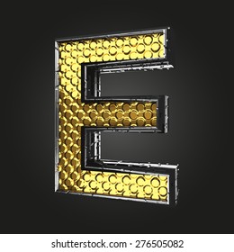 e vector golden and silver letter