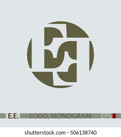 E. E. vector monogram or logo for persons and companies, with transparent letters on isolated background.