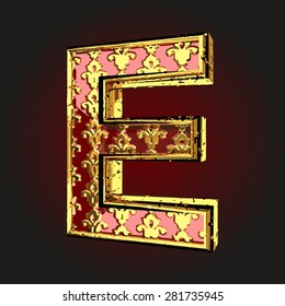 e vector red letter with gold